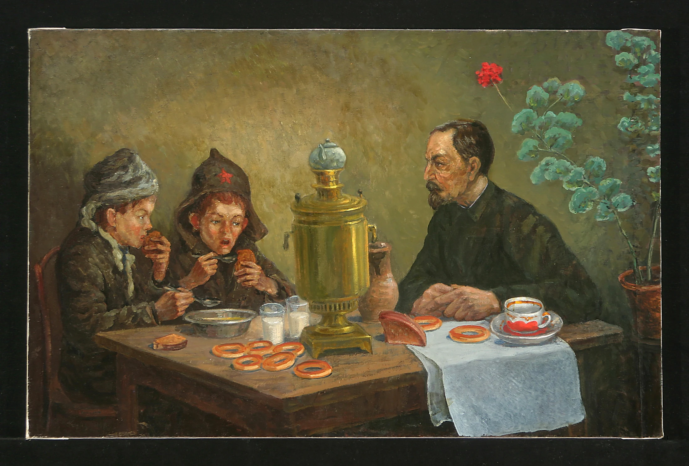 Dzerzhinsky with the Homeless by Alexander Mikhailovich Kurzanov (b. 1938)