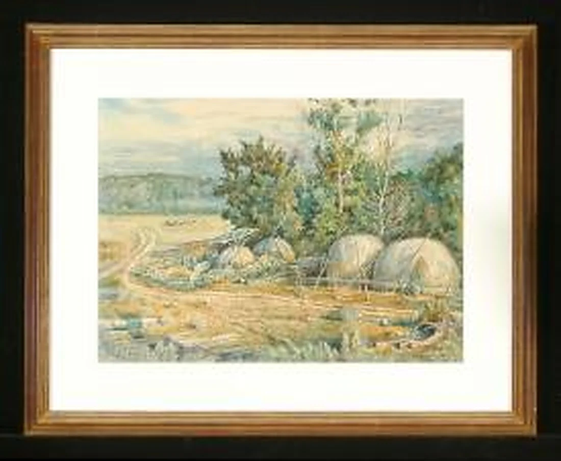 Haystacks by Gennadi Grigorevich Grishchenko (b. 1940)