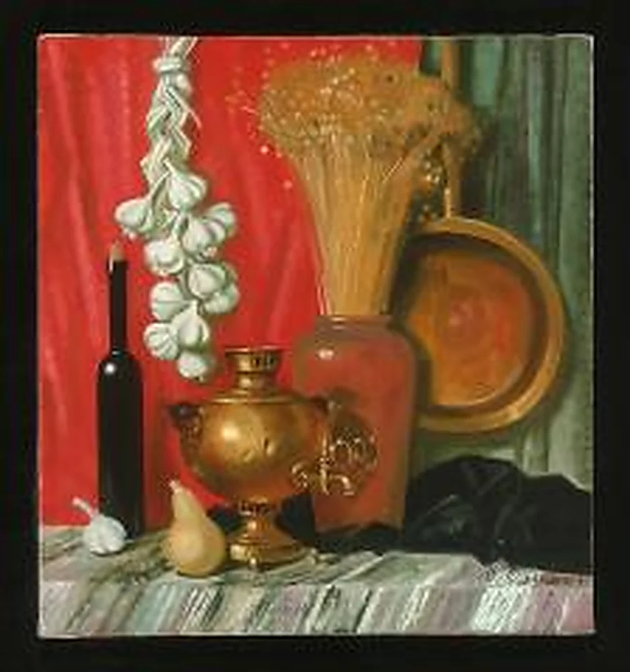 Flax and a Samovar by Olga Nikitaevna Fomina (b. 1977)