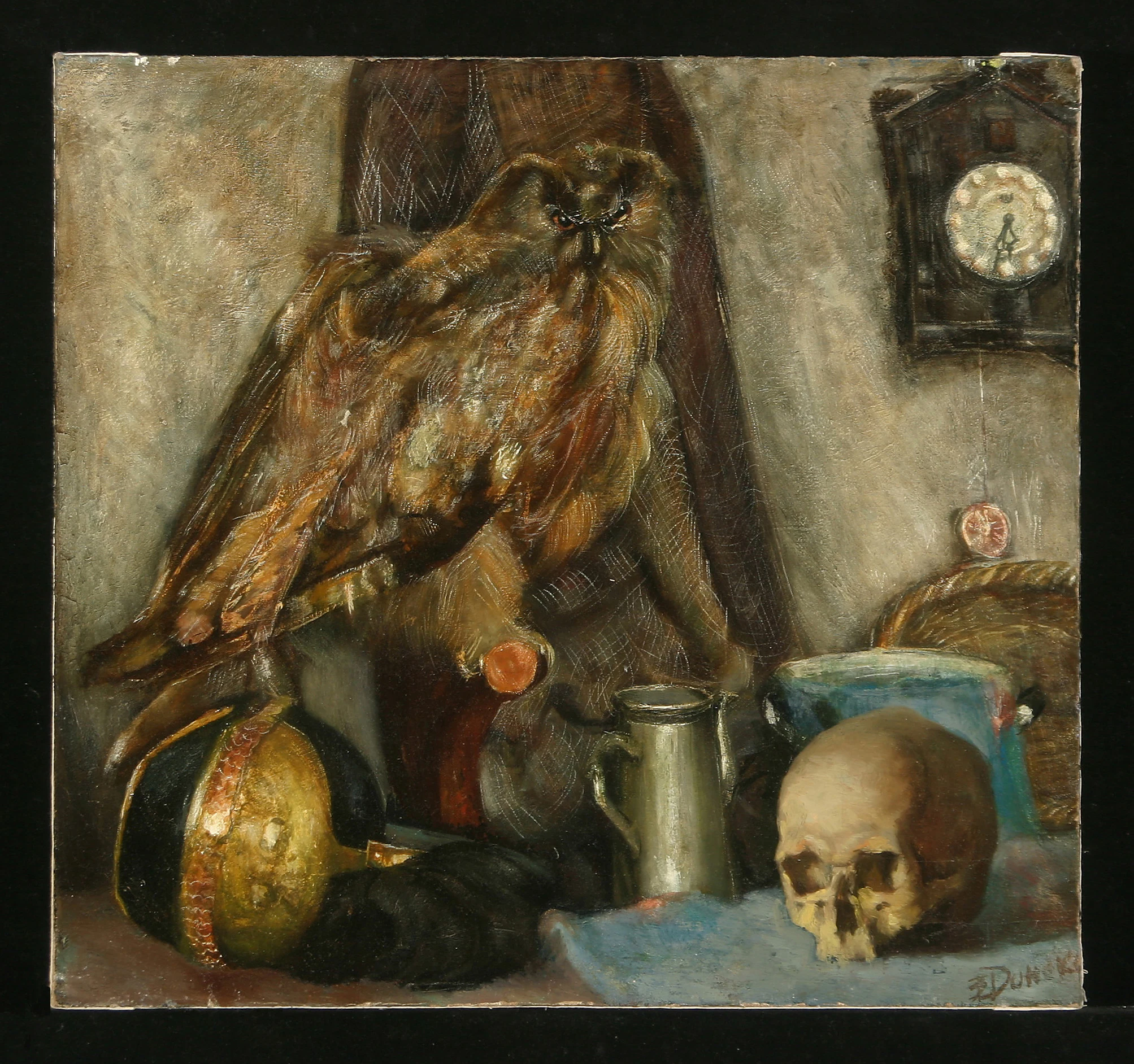 Still Life with an Owl by Viktor Andreevich Donskoi (b. 1945)