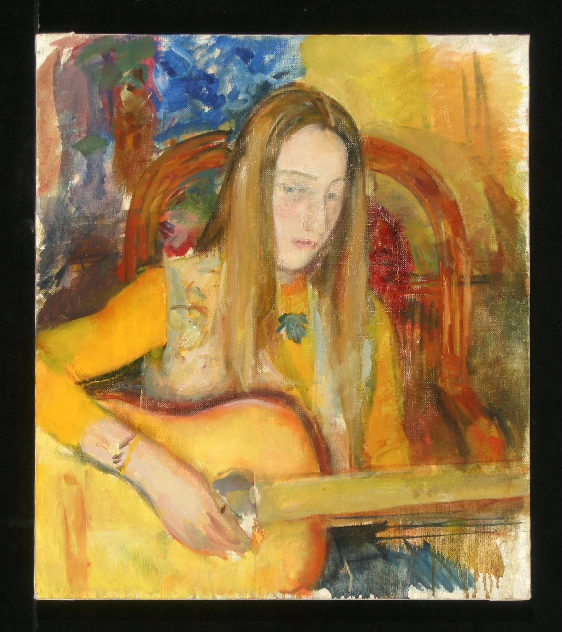 Girl with a Guitar by Alexander Nikolaevich Lavrov (b. 1955)