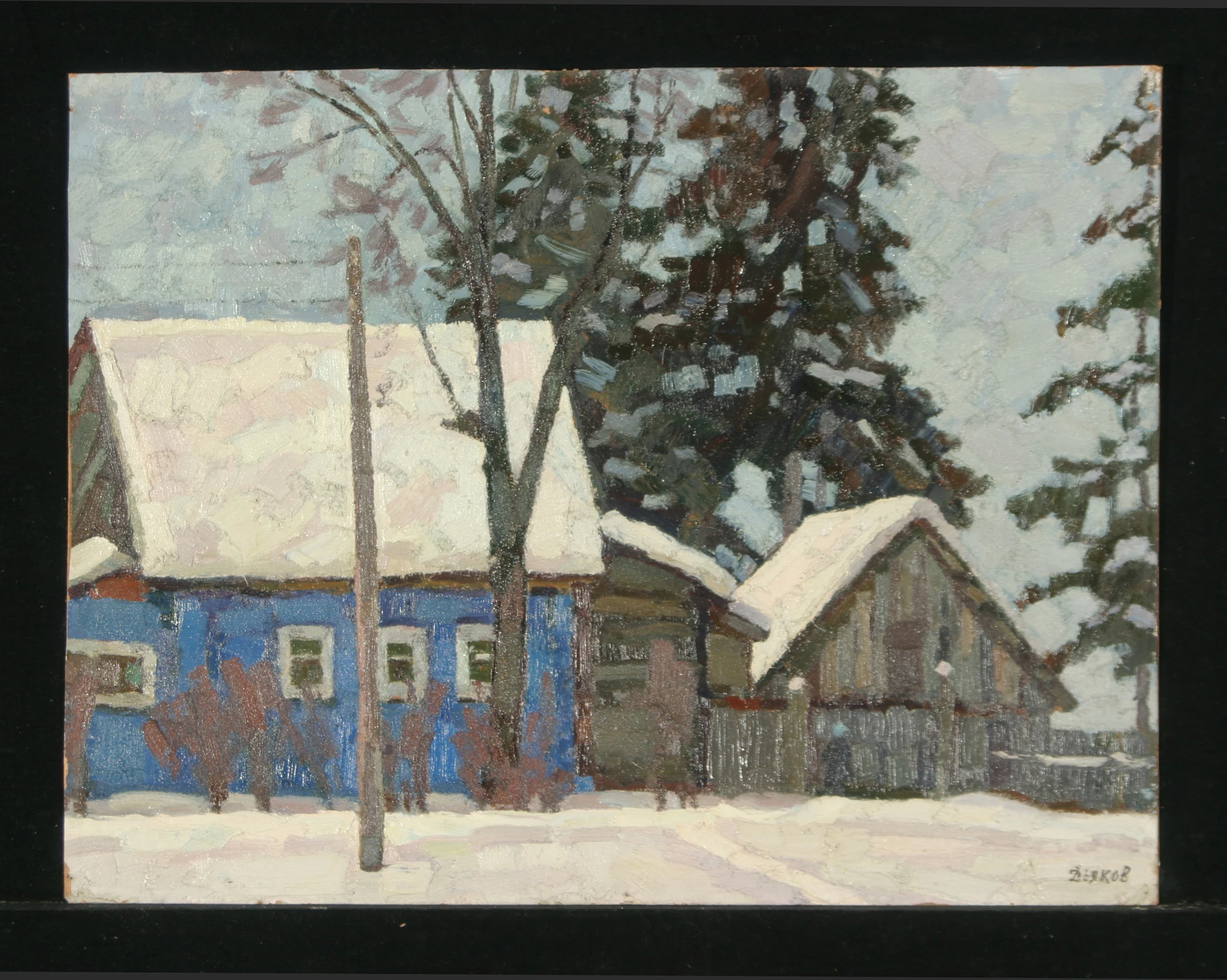 Landscape with a Blue House by Yuri Petrovich Dyakov (1929–2008)