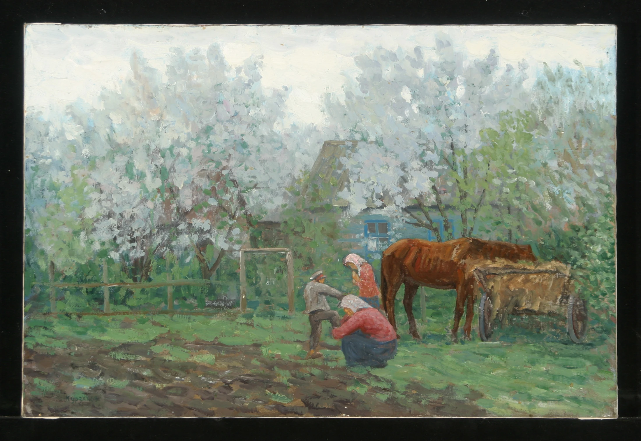 Apple Tree in Bloom by Alexander Mikhailovich Kurzanov (b. 1938)
