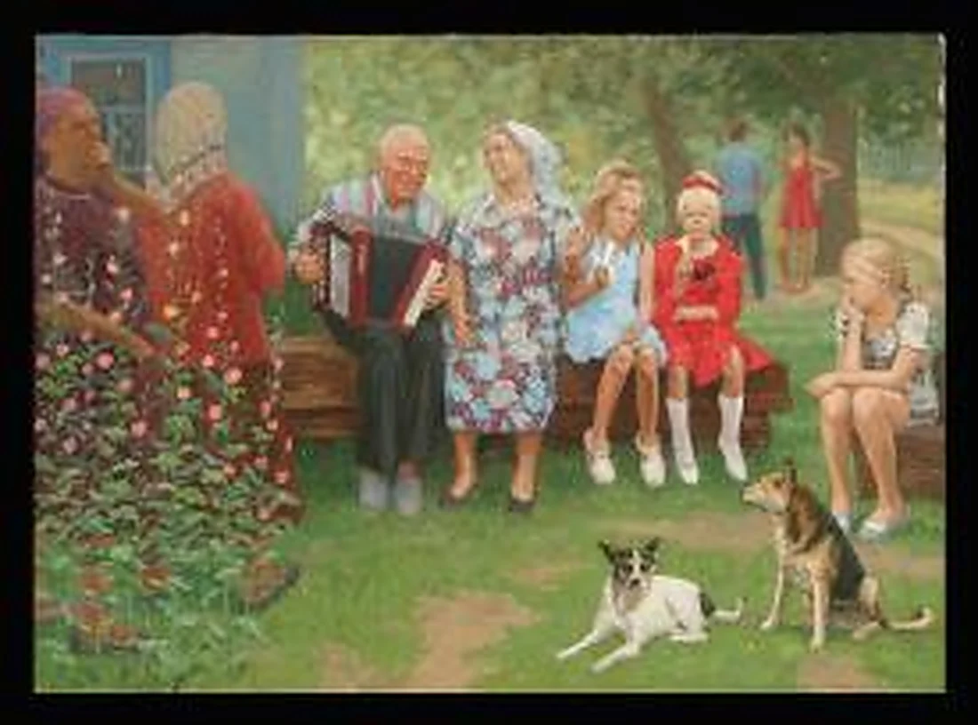 Grandfather's Holiday by Alexander Mikhailovich Kurzanov (b. 1938)