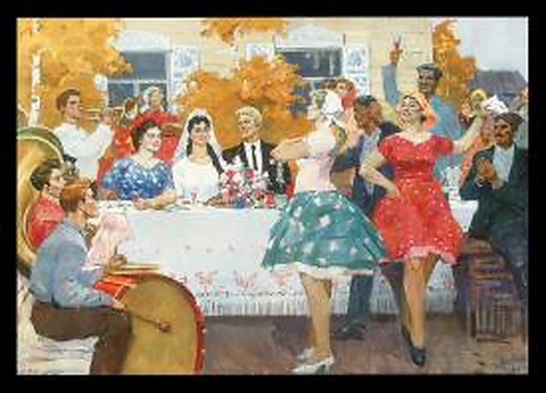 A Wedding by Ivan Dmitrievich Logvin (b. 1923)