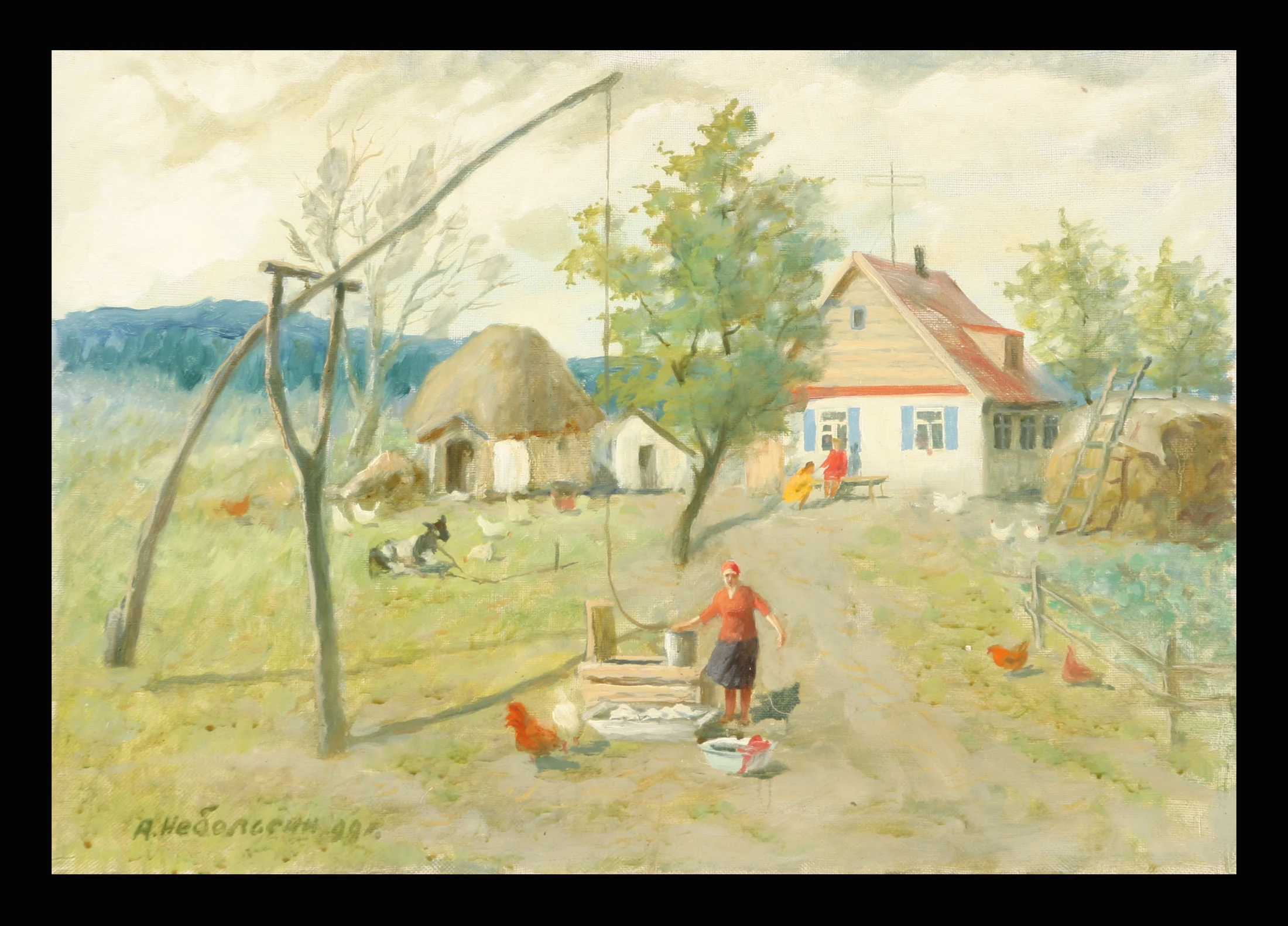 In the Village by Anatoli Alekseevich Nebolsin (1934–2006)