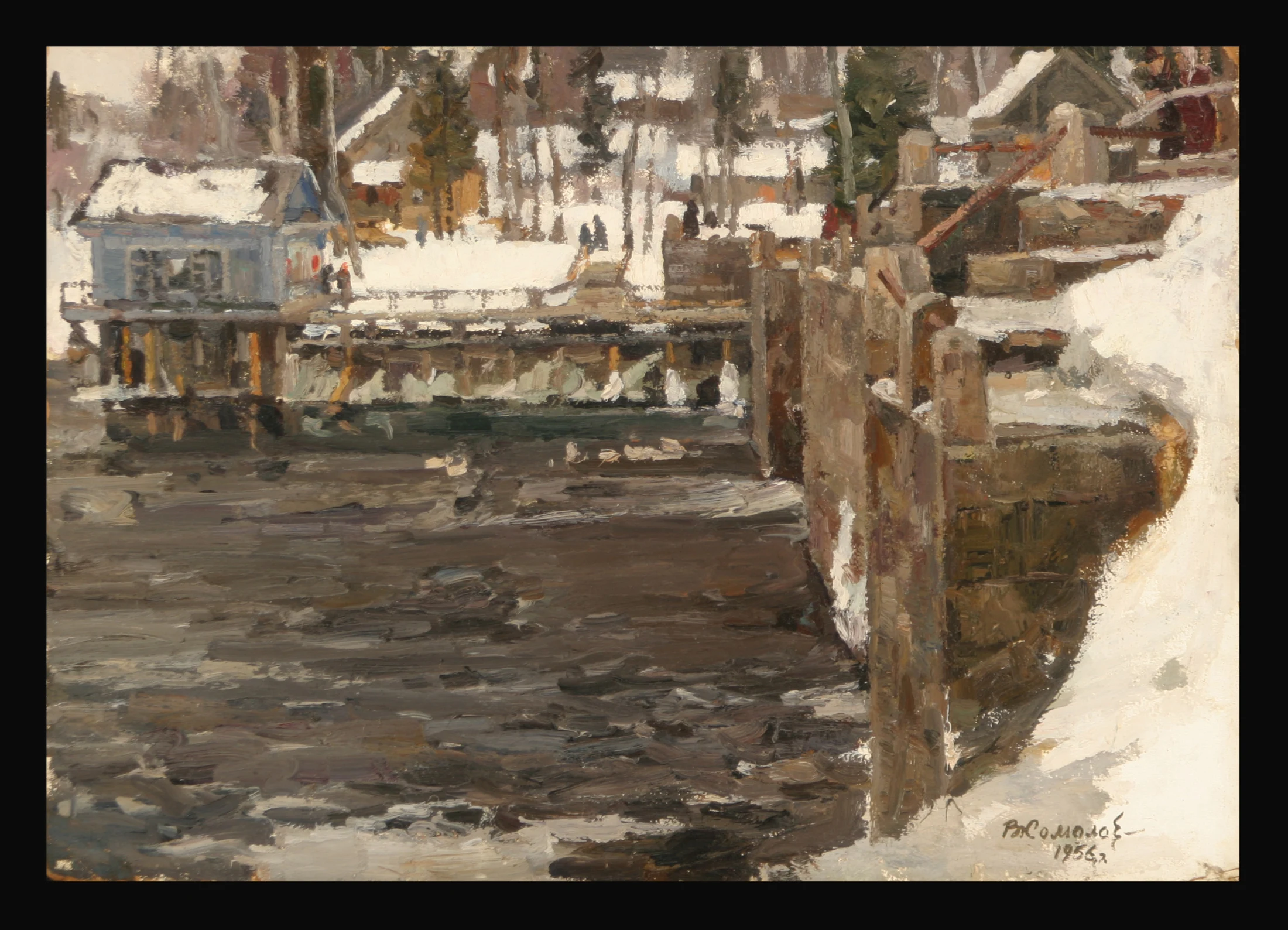 A Mill in Winter by Vasili Kuzmich Komolov (1918–1985)