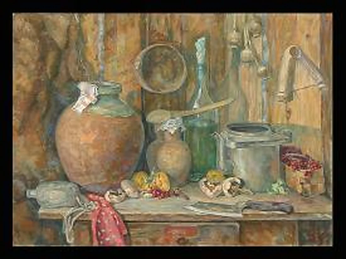 Still Life with Pots by Vladimir Dmitrievich Fefelov (b. 1939)