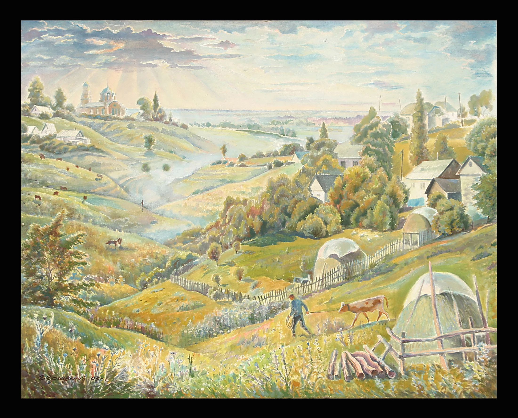 Morning in the Village Berezovo by Gennadi Grigorevich Grishchenko (b. 1940)