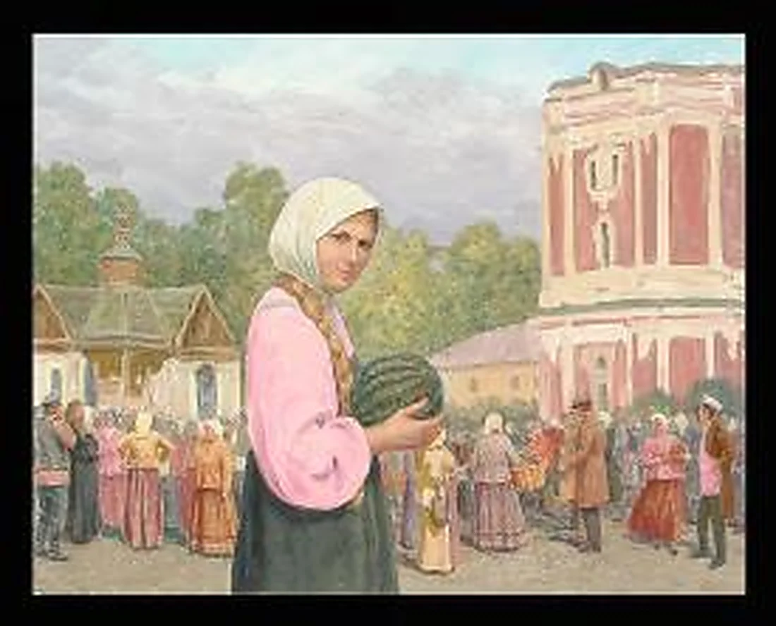 With a Watermelon by Alexander Mikhailovich Kurzanov (b. 1938)