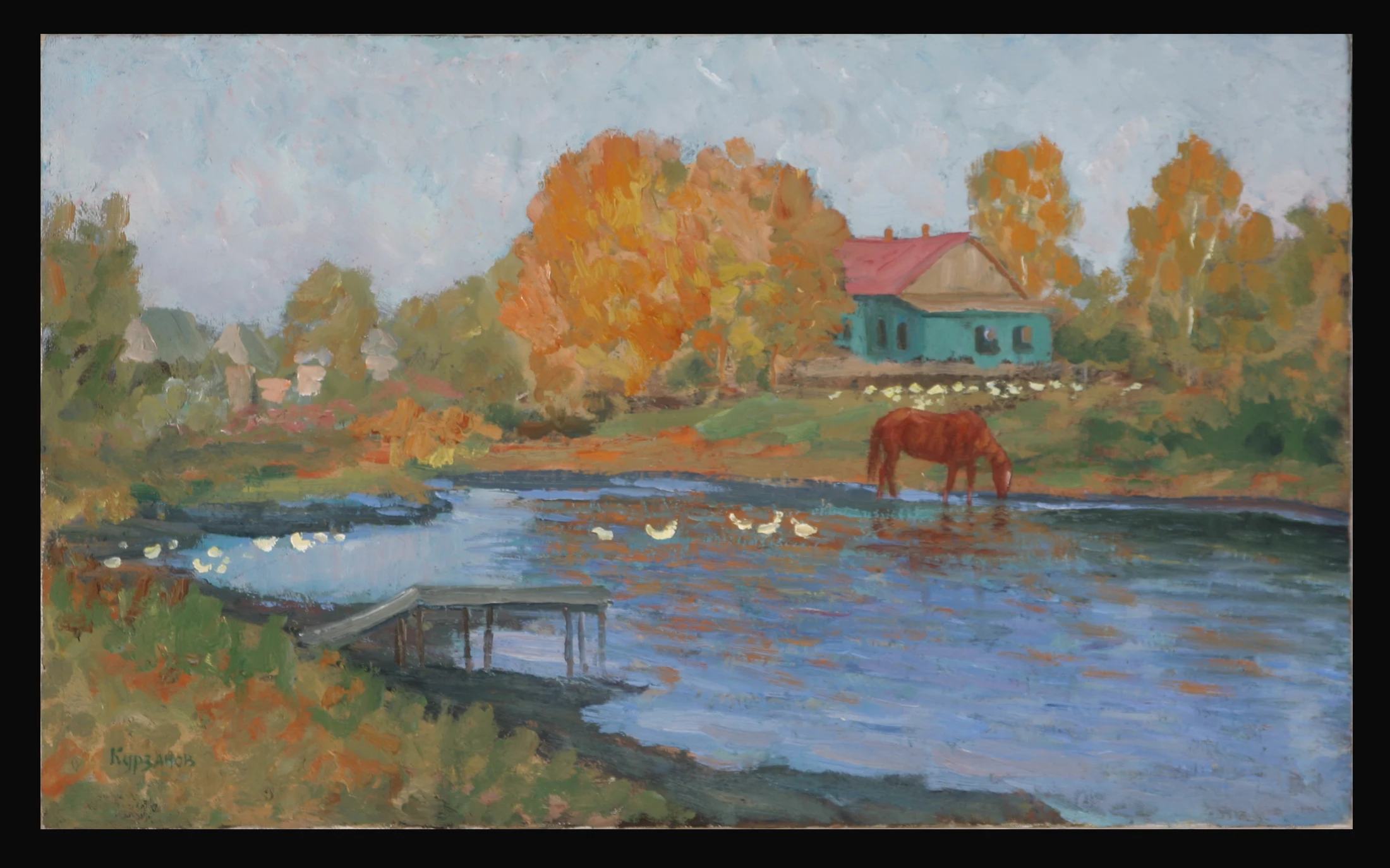 Pond at Zhelainom by Alexander Mikhailovich Kurzanov (b. 1938)