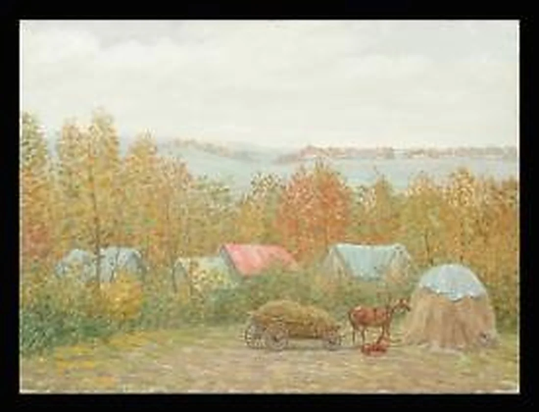 By the Haystack by Alexander Mikhailovich Kurzanov (b. 1938)