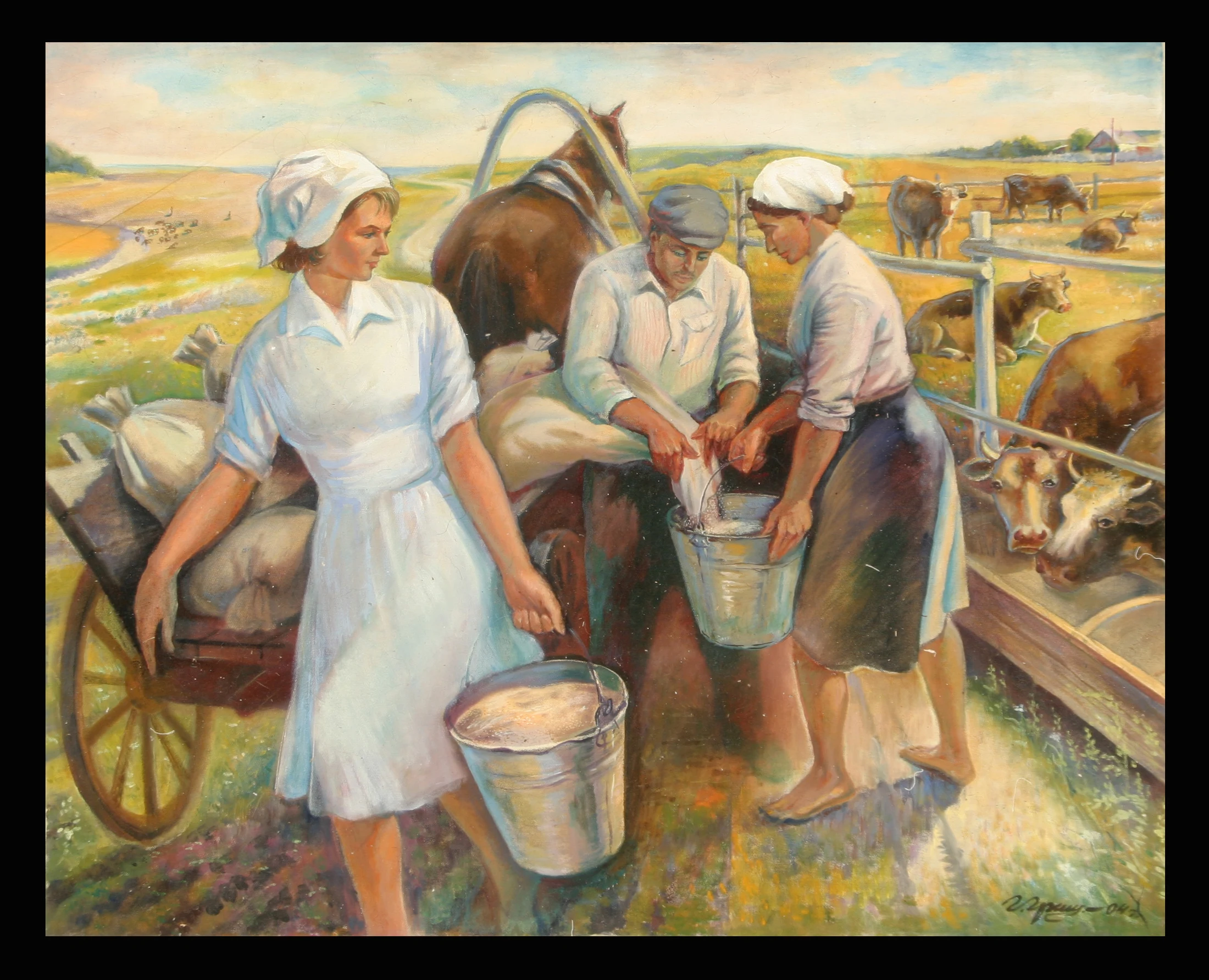 Cattle Breeders by Gennadi Grigorevich Grishchenko (b. 1940)
