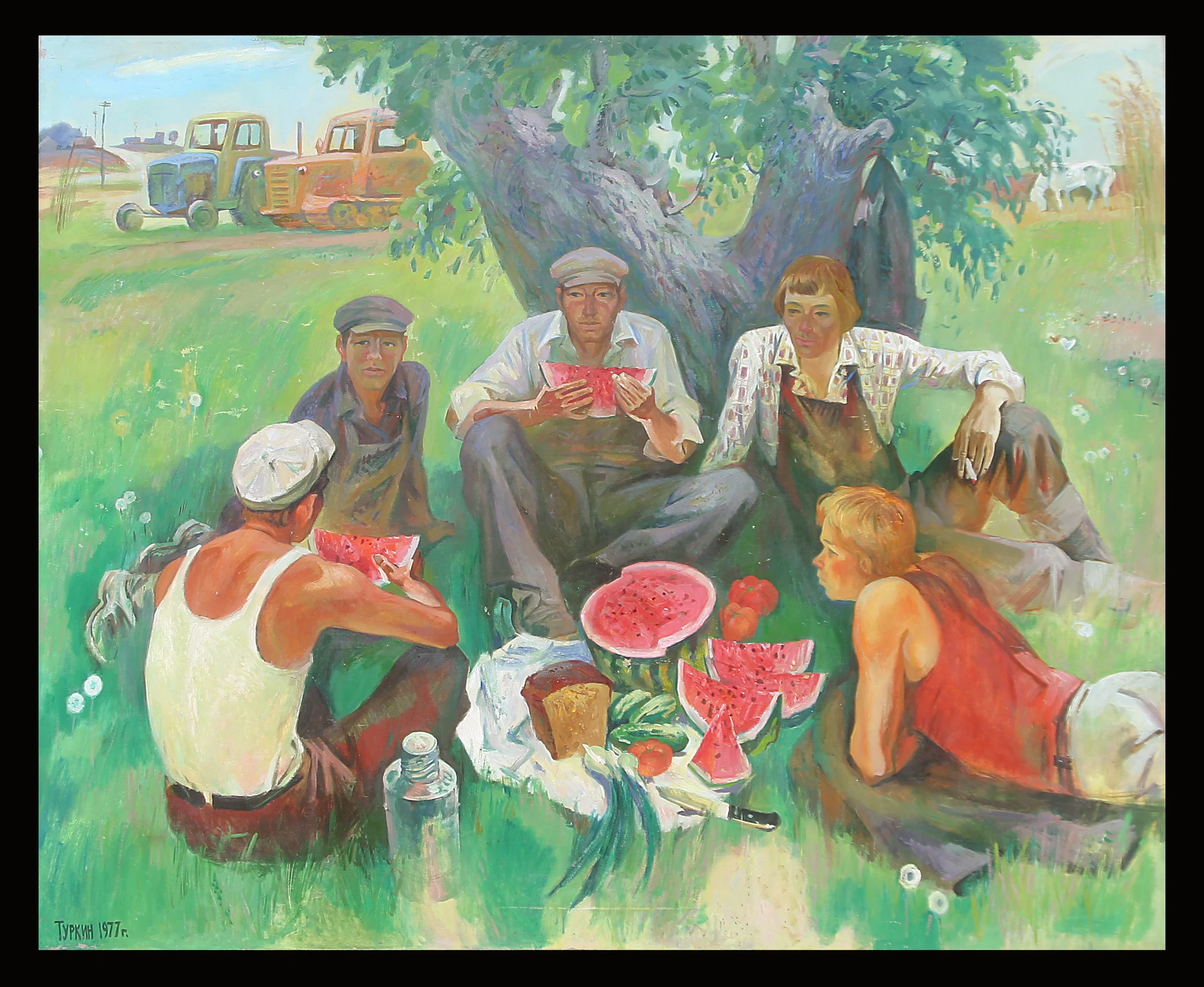 Lunch of the Tractor Drivers by Anatoli Nikitavich Turkin (b. 1938)