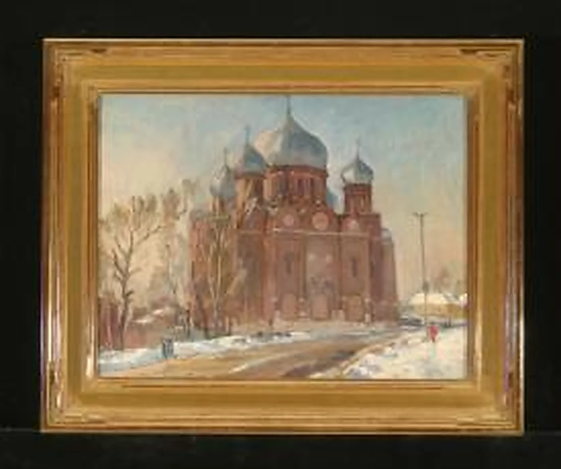 Bogolubsky Cathedral in Winter by Igor Borisovich Belousov (b. 1950)