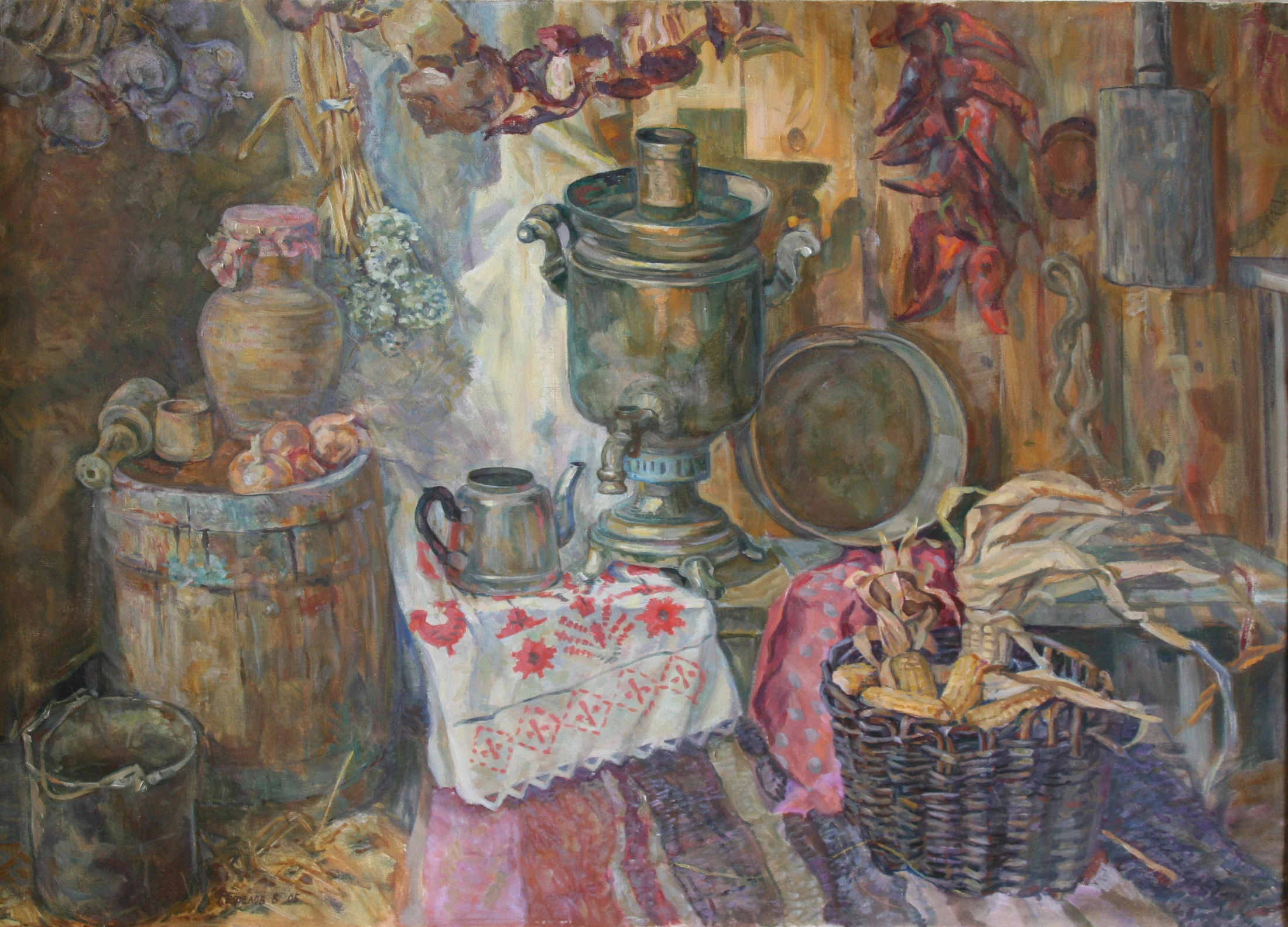 Still Life with a Samovar by Vladimir Dmitrievich Fefelov (b. 1939)