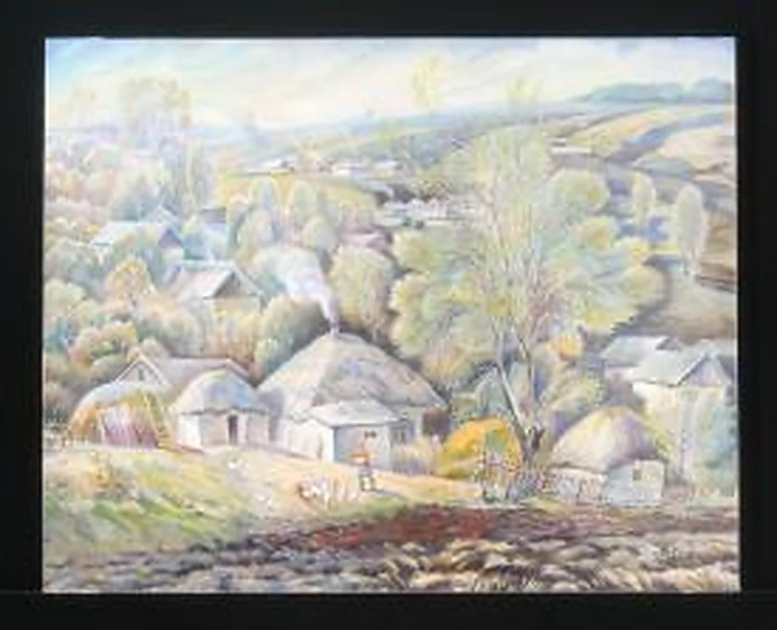 Cold Morning in the Village of Popasnoe by Gennadi Grigorevich Grishchenko (b. 1940)