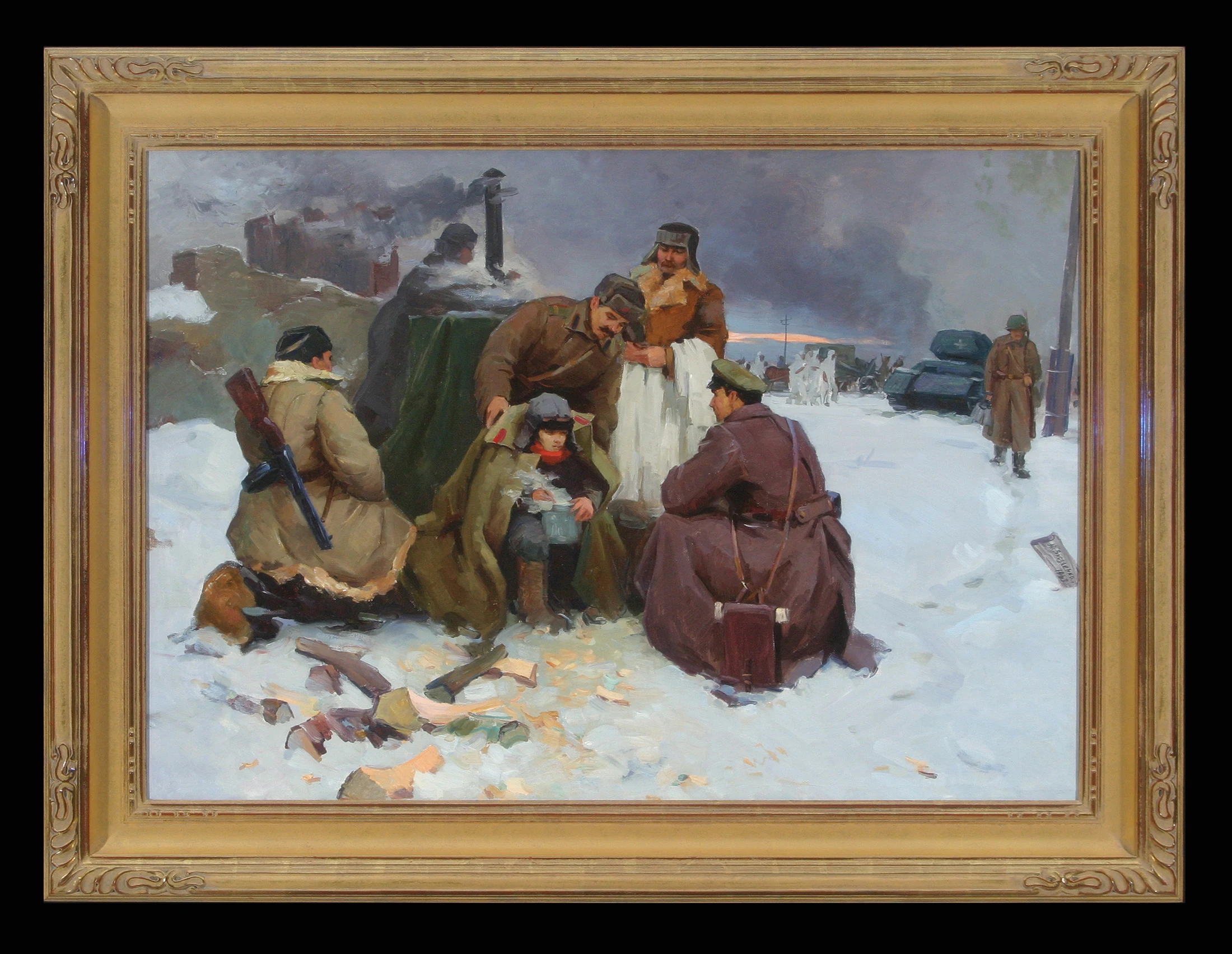 With Russian Soldiers by Yuri Fedorovich Vnodchenko (b. 1927)