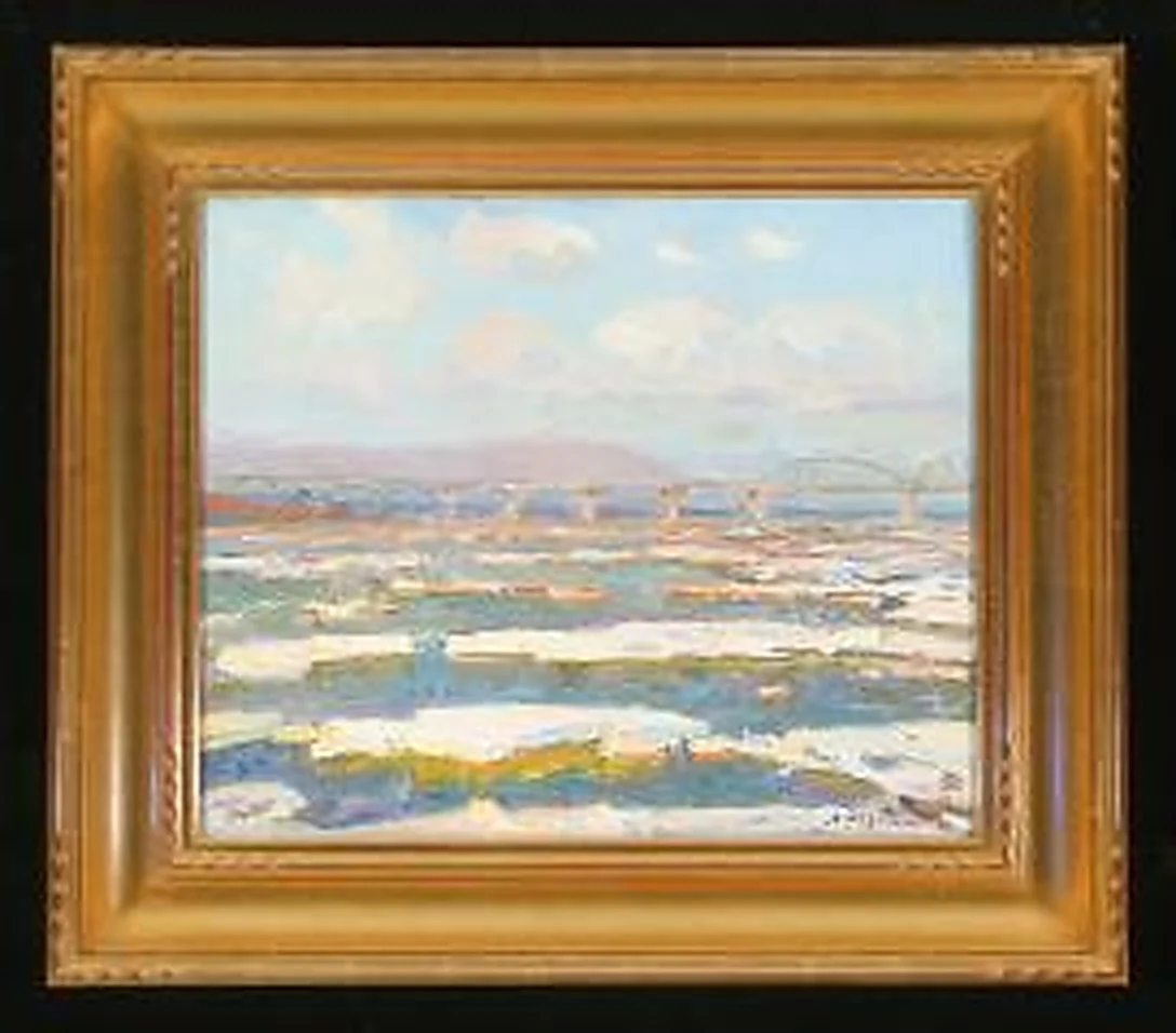 Ice Drifting on the Dnepre by Lev Pavlovich Khodchenko (b. 1912)